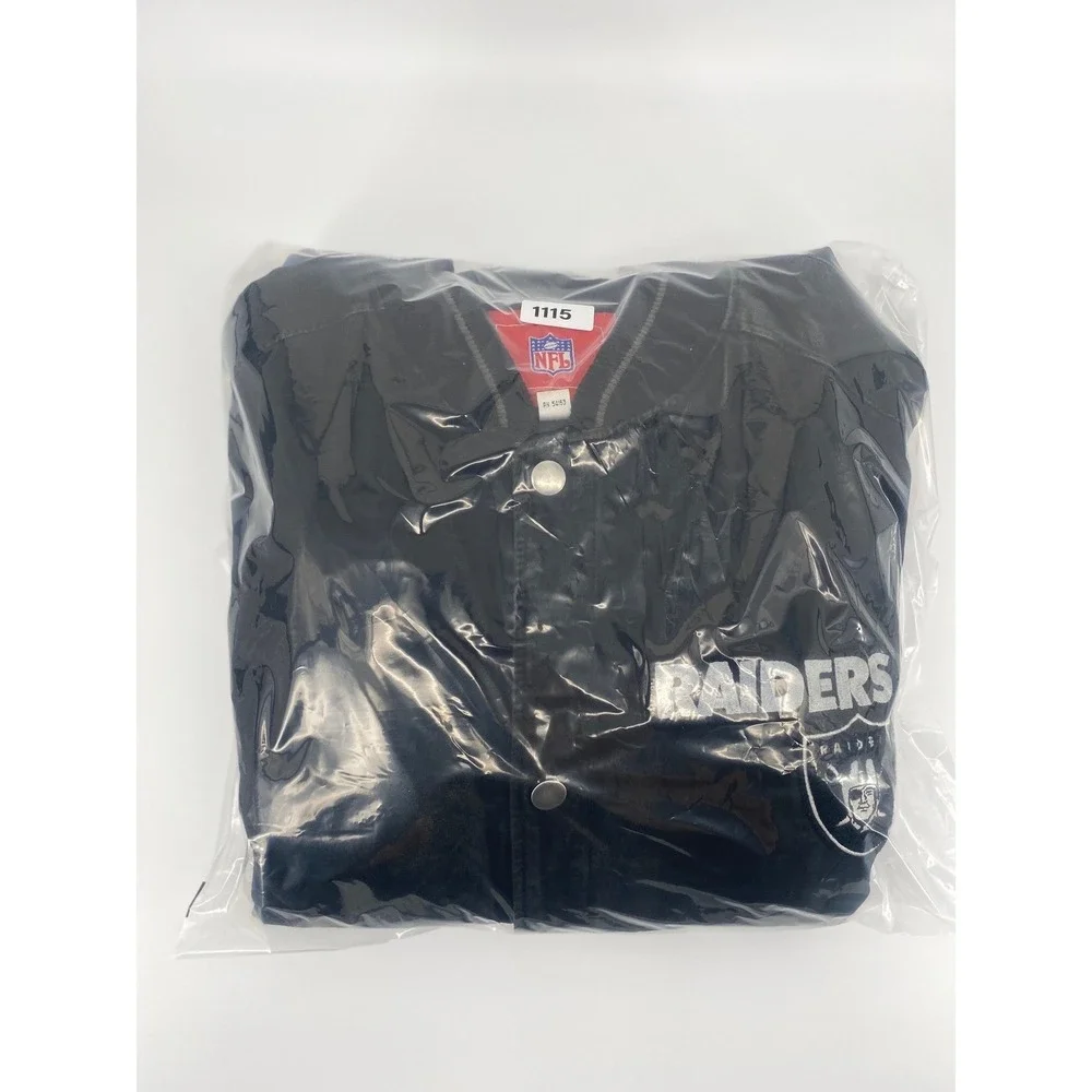 NFL Raiders Varsity Jacket Mens XXL Black Excellent Suede Leather Bomber Coat